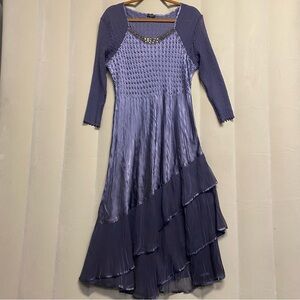 Komarov Women’s Dress XL Petite Beaded Charmeuse Chiffon Fairy Retro Glam Luxury